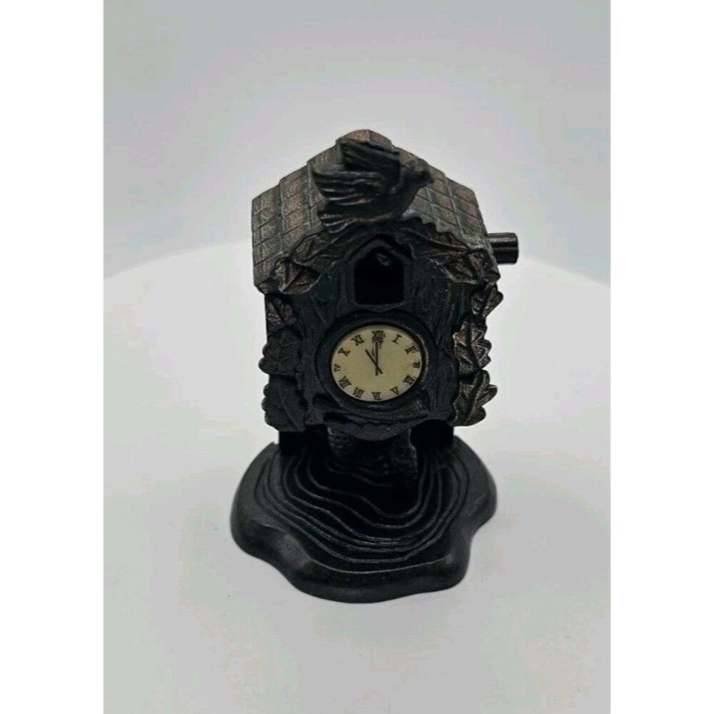 Diecast Metal Miniature Cuckoo Clock Pencil Sharpener Made in Hong Kong Vintage